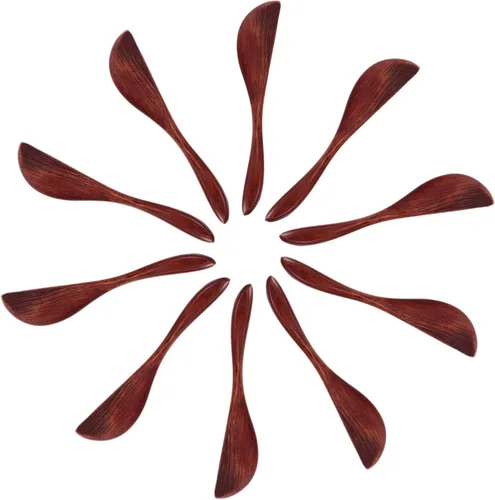 Miniatura 9 de Yardwe 10 cuchillos de mantequilla de madera, esparcidores de queso para tablero de mermelada y embutidos, espátula antiadherente segura
