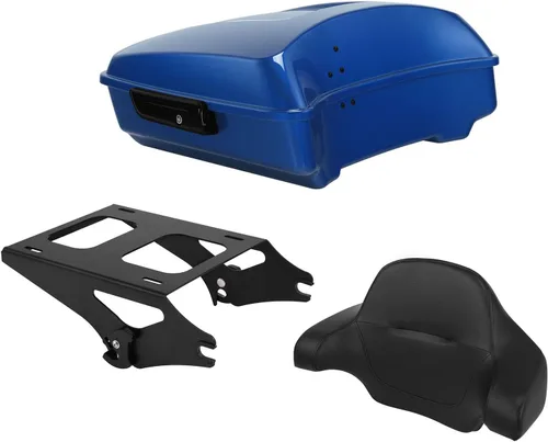 Miniatura 40 de TCT-MOTORPARTS Atlas Silver Metálico Maletero de Viaje Modificado con Respaldo y Montaje en Rack Adecuado para Harley Touring 14-25 Street Glide
