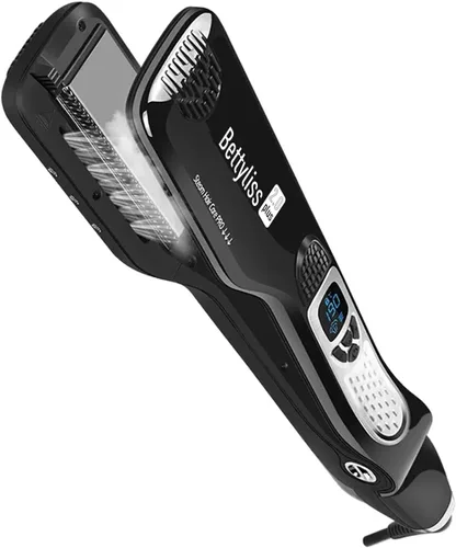 Miniatura 2 de Plancha de vapor para alisar el cabello, plancha profesional para obtener resultados suaves y sin encrespamiento (negro)