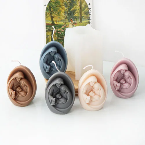 Miniatura 7 de Moldes de resina para velas 3D de Jesús y la Virgen Familia, figuras religiosas, moldes de cera derretida, moldes de silicona Virgen María sostiene