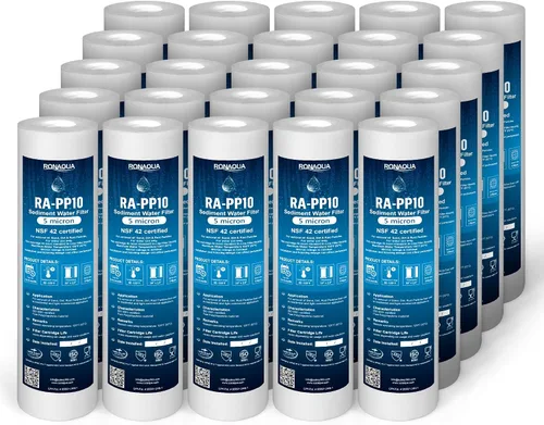 Miniatura 2 de Ronaqua Filtro de agua de cartucho, 10 X 25 pulgadas, 4 capas de filtración, elimina suciedad, oxidación, de polipropileno, Blanco