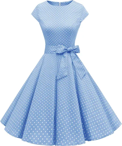 Miniatura 7 de Dressystar - Vestidos clásicos de fiesta con mangas casquillo, estilo Rockabilly y retro de la década de 1950