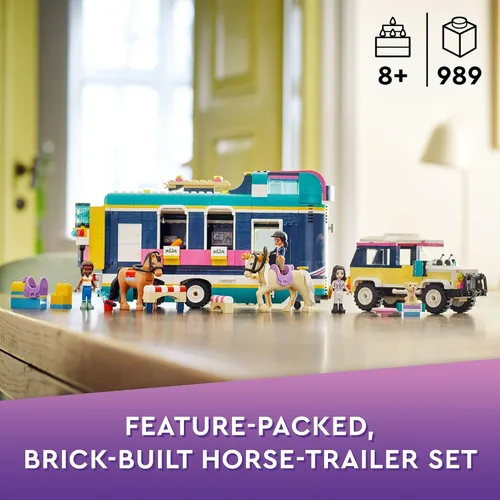 Miniatura 2 de LEGO Friends Remolque de Espectáculo Ecuestre 41722, juguete de caballo para niñas y niños de 8 años en adelante con 2 caballos, coche SUV