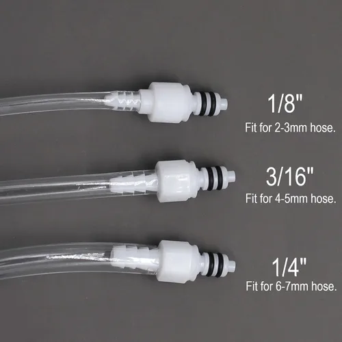 Miniatura 6 de 2Pcs 1/8" 3/16" 1/4" 1/8" Codo de 90 Grados de Tubo de Plástico Conector Rápido de Manguera en Línea Desconexión de Manguera Púas de Inserción