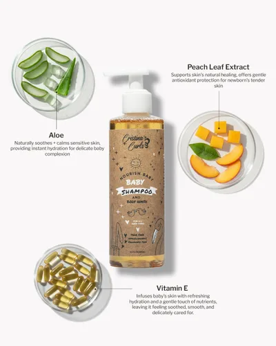 Miniatura 5 de Cristina's Curls Champú para bebés y gel de baño – Limpieza suave de la cabeza a los pies de baja espuma para recién nacidos y piel sensible