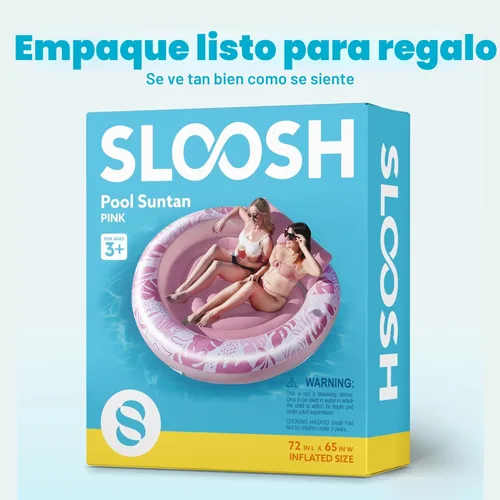 Miniatura 9 de SLOOSH Flotador inflable para tumbona para piscina, 72 x 56 pulgadas, flotadores de piscina para adultos con almohada, flotador redondo 4 en 1