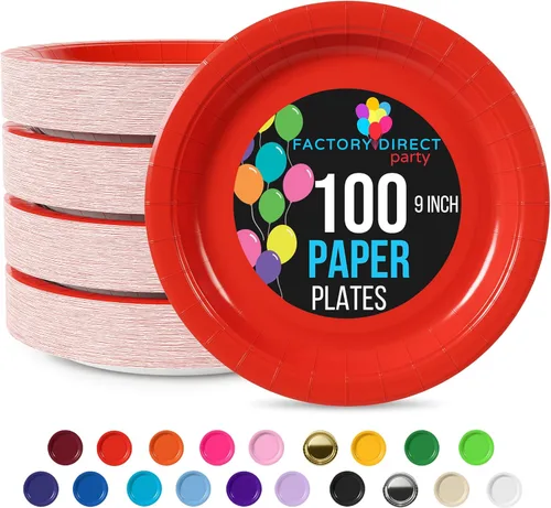 Miniatura 56 de Exquisite Party Solids - Platos desechables de papel amarillo de 7 pulgadas, para fiestas, 100 unidades, resistentes, 350 GSM, suministros