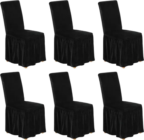 Miniatura 10 de NICEEC Fundas de silla de elastano para sillas de comedor, juego de 6 fundas de sillas de comedor extraíbles con falda, fundas de silla de comedor