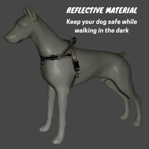 Miniatura 3 de Arnés para perro sin tirones con asa, clip trasero y delantero, ajustable, fácil de poner y quitar, reflectante, ligero y acolchado de malla, sin