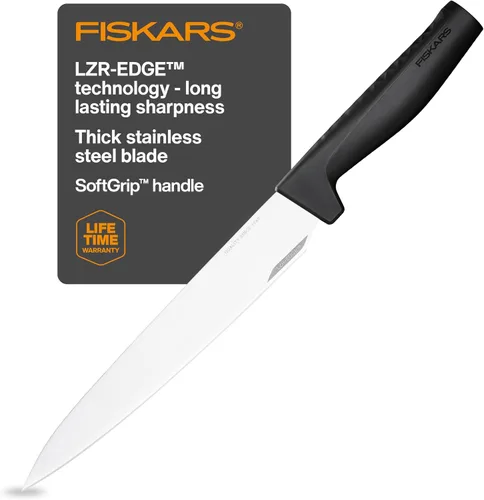 Fiskars Cuchillo de tallar de 8.5 pulgadas de borde duro, hoja de acero inoxidable japonesa que se mantiene afilada para el uso diario, mango