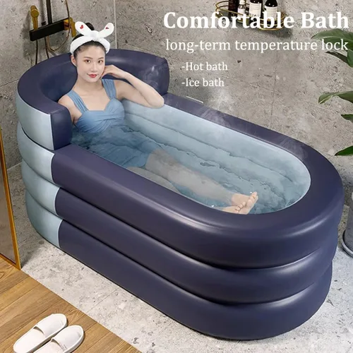 Miniatura 6 de Bañera inflable plegable portátil con bomba de aire eléctrica, bañera ecológica para cabina de ducha, diseño de cubierta de baño de una pieza