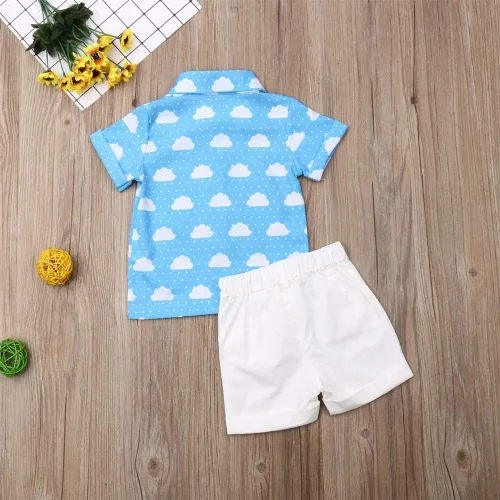 Miniatura 40 de Conjunto de camisa de manga corta con botones y pantalones cortos casuales con diseño de flamingo, para bebés y niños de 1 a 6 años, atuendos