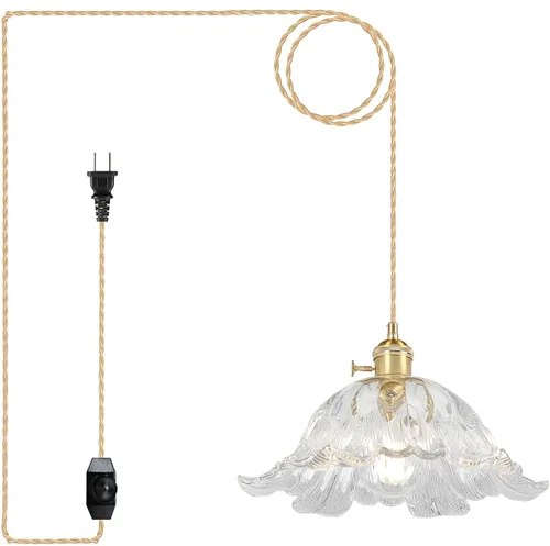 Miniatura 42 de Luces Colgantes para Isla de Cocina, Luz Colgante de Cristal Verde Accesorios de Iluminación Vintage, 9.4 pulgadas E26 Acabado Lámpara Colgante