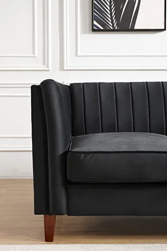 Miniatura 9 de Container Furniture Direct Sofá moderno de terciopelo de lujo para sala de estar con espuma de alta densidad, tapicería de tela suave, cojines