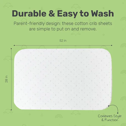 Miniatura 5 de Sábanas de algodón para cuna, suaves y transpirables para niños y niñas, ajuste seguro para colchón de cuna estándar, ropa de cama de bebé de fácil