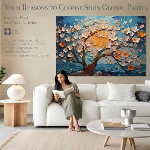 Miniatura 6 de Soon Global Paneles acústicos de pared, paneles acústicos artísticos de 72 x 48 pulgadas, paneles acústicos decorativos, paneles de pared acústicos