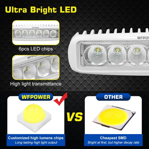 Miniatura 3 de WFPOWER Paquete de 2 luces LED marinas impermeables, 6 pulgadas, luz de inundación para lancha, accesorios de barco, pontón, pesca, camión, SUV