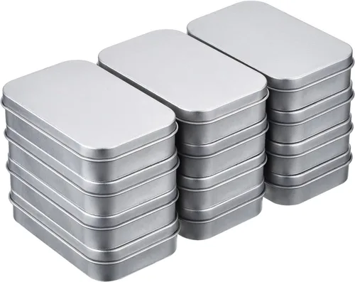 Miniatura 9 de Hotop Paquete de 3 recipientes rectangulares de metal de 3.75 x 2.45 x 0.8 pulgadas, recipientes con tapas, mini caja pequeña portátil para el Negro