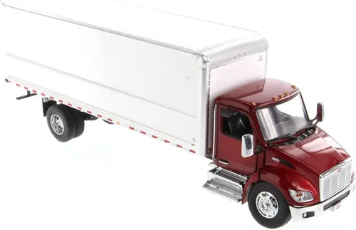 Miniatura 3 de Diecast Masters Modelo Peterbilt 536 a escala 1:32 con carrocería de camioneta de firma suprema Serie Tranport Cabina roja y cuerpo blanco