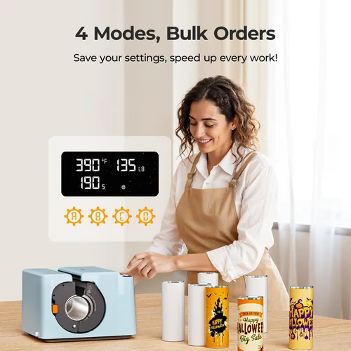Miniatura 8 de HTVRONT Prensa de Calor Automática para Vasos - Máquina Prensadora de Calor para Vasos A200, Presión Ajustable y Accesorio de Placa de Calor