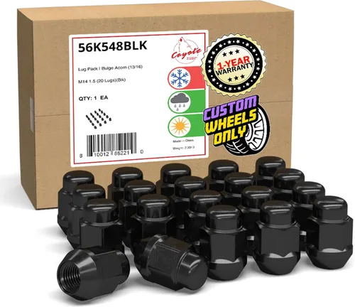 Miniatura 15 de Wheel Accessories Parts 20 tuercas de llanta M14x1.5 14x1.5 rosca OEM estilo fábrica 1.65" largo negro 7/8" 0.866 in hexagonal para Jeep Wrangler