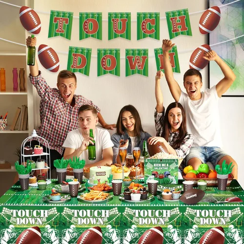 Miniatura 6 de Juego de 172 piezas de suministros de fiesta de fútbol, decoración de fiesta de fútbol, juego deportivo, decoración de cumpleaños, platos de papel