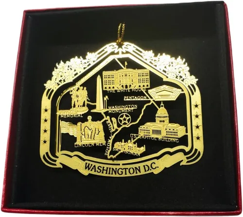 Nations Treasures Washington D.C. Recuerdo de latón adorno de Navidad regalo Capitolio Casa Blanca Monumentos conmemorativos