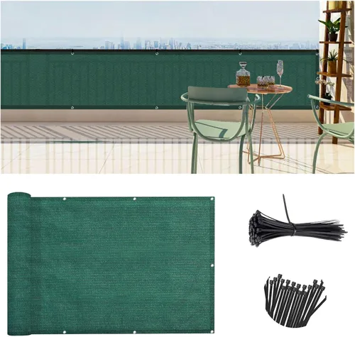 SUNLAX - Panel de valla de tamaño personalizado de 3'x1', pantalla de privacidad de color verde oscuro con soportes y ojales, resistente para uso