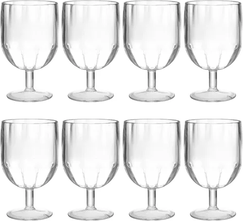 Miniatura 2 de Paquete de 8 copas de vino de plástico con tallo, copas transparentes irrompibles de 12 onzas, copas de vino reutilizables, sin BPA, a prueba