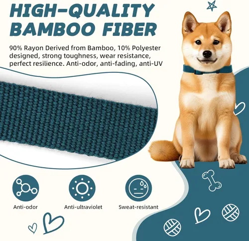 Miniatura 6 de Collar de perro azul para perros pequeños, transpirable, antiolor y suave, cómodo para cachorros de piel sensible, 90% rayón de bambú, hebilla Azul