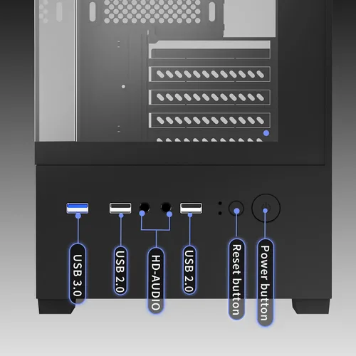 Miniatura 7 de Carcasa Micro ATX, carcasa MATX, ITX para PC con ventilador ARGB de 2 x 120 mm preinstalado, panel frontal y lateral de vidrio templado panorámico