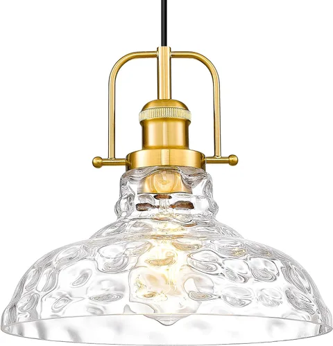 FEMILA Iluminación colgante de cocina moderna de 11 pulgadas sobre la isla, lámpara colgante dorada de granja, altura ajustable, acabado dorado