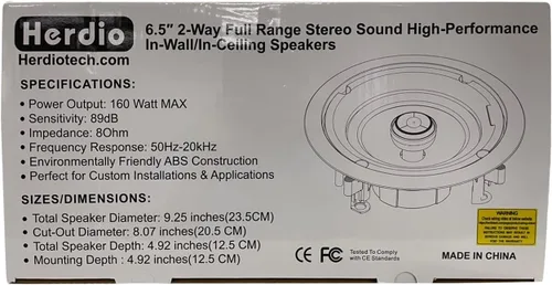Miniatura 9 de Herdio Altavoces de techo de 6.5 pulgadas, 640 vatios, montaje empotrado de 2 vías, pasivo para oficina, cocina, sala de estar (4 altavoces)