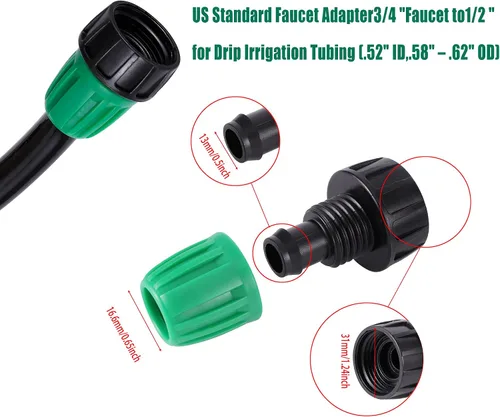 Miniatura 6 de Tubo de riego por goteo de 33 pies y 1/2 pulgada de tubería de manguera de tubería de riego de jardín de PVC de 1/2 pulgada