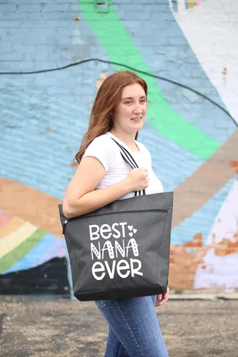 Miniatura 126 de Brooke & Jess Designs Bolso de mano para la abuela – Bolso de lona resistente con cremallera y bolsillo interior para la abuela para uso diario