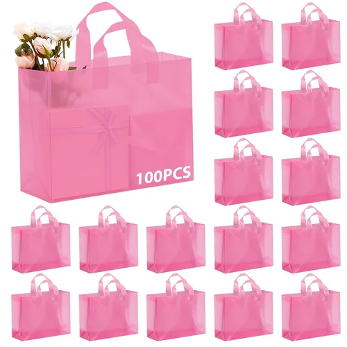 Miniatura 21 de Amylove 80 bolsas de regalo transparentes a granel con asa, bolsa de plástico esmerilado, embalaje reutilizable, envoltura de golosinas