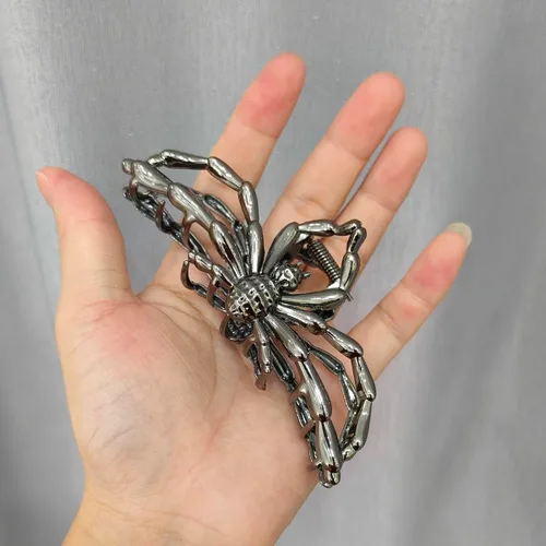 Miniatura 6 de Pinzas para el cabello grandes y realistas de metal negro con garra de araña, agarre fuerte, antideslizantes, accesorios para el cabello grueso