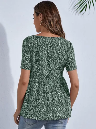 Miniatura 2 de Floerns Blusa de maternidad con cuello en V y manga corta con botones frontales para mujer