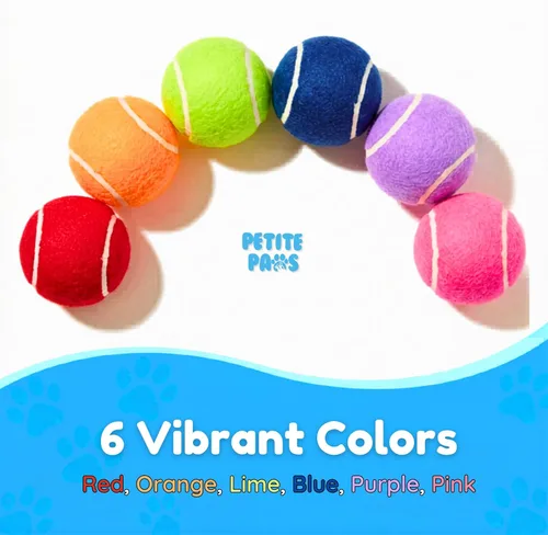 Miniatura 7 de Pelotas de tenis chirriantes coloridas para perros pequeños y cachorros, 1.5 pulgadas, paquete de 12 unidades, juguetes de entrenamiento para perros