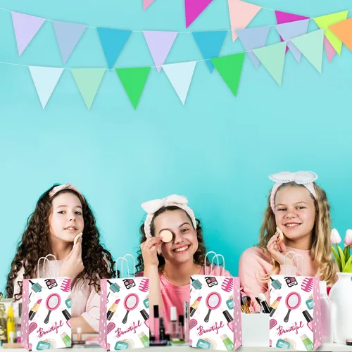 Miniatura 6 de gisgfim 12 piezas de bolsas de regalo, golosinas y favores para fiesta de spa y maquillaje con temática de spa para cumpleaños de niñas, bolsas