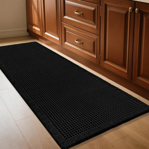 Miniatura 89 de IM HOME Tapete de baño de punto gofre, color caqui, de 24 x 17 pulgadas, tejido bohemio, moderno, absorbente, antideslizante, suave, lavable