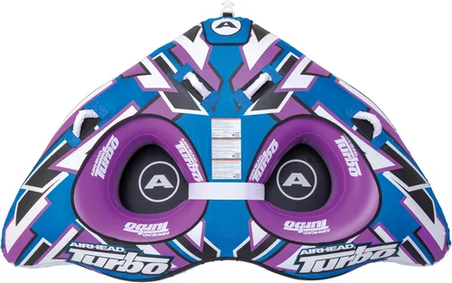 Airhead Turbo Blast Towable Tube for Boating, 1-2 Rider Inflatable Boat Tube for Water Tubing, Low Profile Design for Speed, Cushioned Handles for