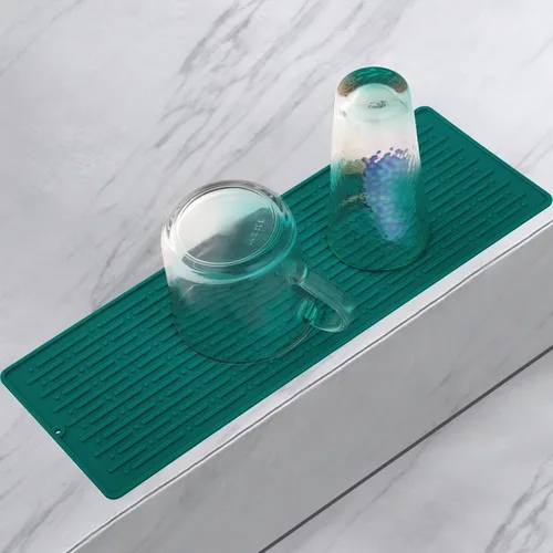 Miniatura 13 de GeeRic Tapete para secar platos, tapete de silicona resistente al calor para encimera de cocina, tapete antideslizante para secar platos, apto