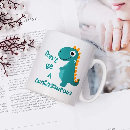 Miniatura 5 de BLEUM CADE Taza de café con texto en inglés «Don't be a Cuntasauro», taza de té con palabras divertidas, regalo novedoso, taza de cerámica blanca
