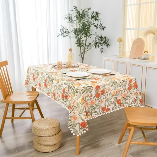 Miniatura 10 de DriftAway Mantel de lino de arpillera para mesa de comedor para mesas rectangulares de 8 pies, manteles rústicos, resistentes a las arrugas