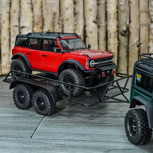Miniatura 5 de INJORA Remolque RC para transportar detrás del coche - Remolque de enganche de metal para 1/18 RC Crawler TRX4M Defender Bronco K10 High Trail F150