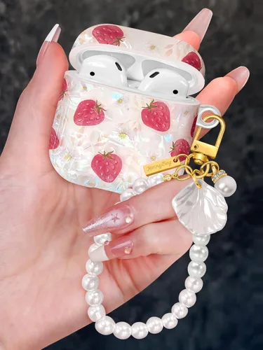 Miniatura 9 de Funda para AirPods Pro/Pro 2 con llavero de perlas, diseño de concha con purpurina para niñas, bonita y elegante funda Kawaii para Apple
