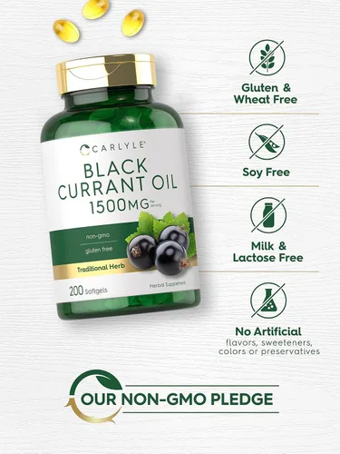 Miniatura 4 de Carlyle Cápsulas blandas de aceite de grosella negra 1500 mg 200 unidades Fórmula sin OMG y sin gluten Aceite de semilla de grosella negra