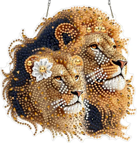 Miniatura 8 de MXJSUA Atrapasoles con pintura de diamante de águila calva americana, kits de arte de diamantes para adultos, adornos colgantes con cadena
