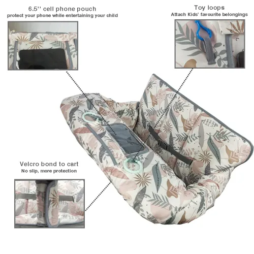 Miniatura 3 de Funda para carrito de compras para bebé, funda para silla alta 2 en 1 para asiento de restaurante y funda para carrito de comestibles para bebés